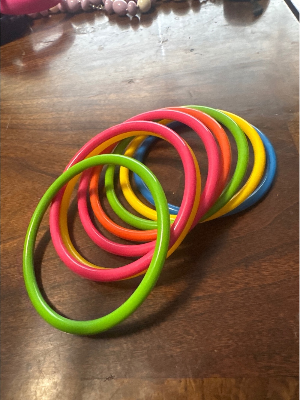 8 Vintage 1980s Multicolor Plastic Stacking Bangles Set Retro 80s Neon Statement